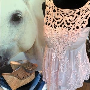 NWT Boston Proper Soft Pink Lace Top x Small